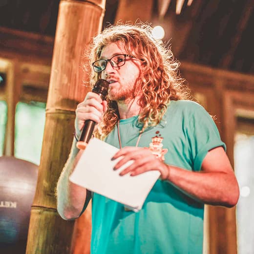 James Newton speaking at an event